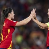Leila Ouahabi, Maria Mendez Fernandez et Irene Paredes Hernandez peuvent avoir le sourire: le job a été fait pour la Roja. KEYSTONE/ALESSANDRO DELLA VALLE